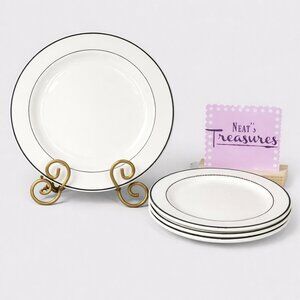 Arcopal Gastronomie RECEPTION White 2 Charcoal Bands Glass Dinner Plates Set 4